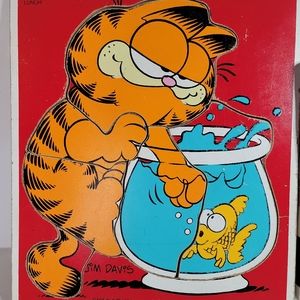 Vintage Garfield Frame Tray Puzzle by Playskool Wooden Puzzle 1982